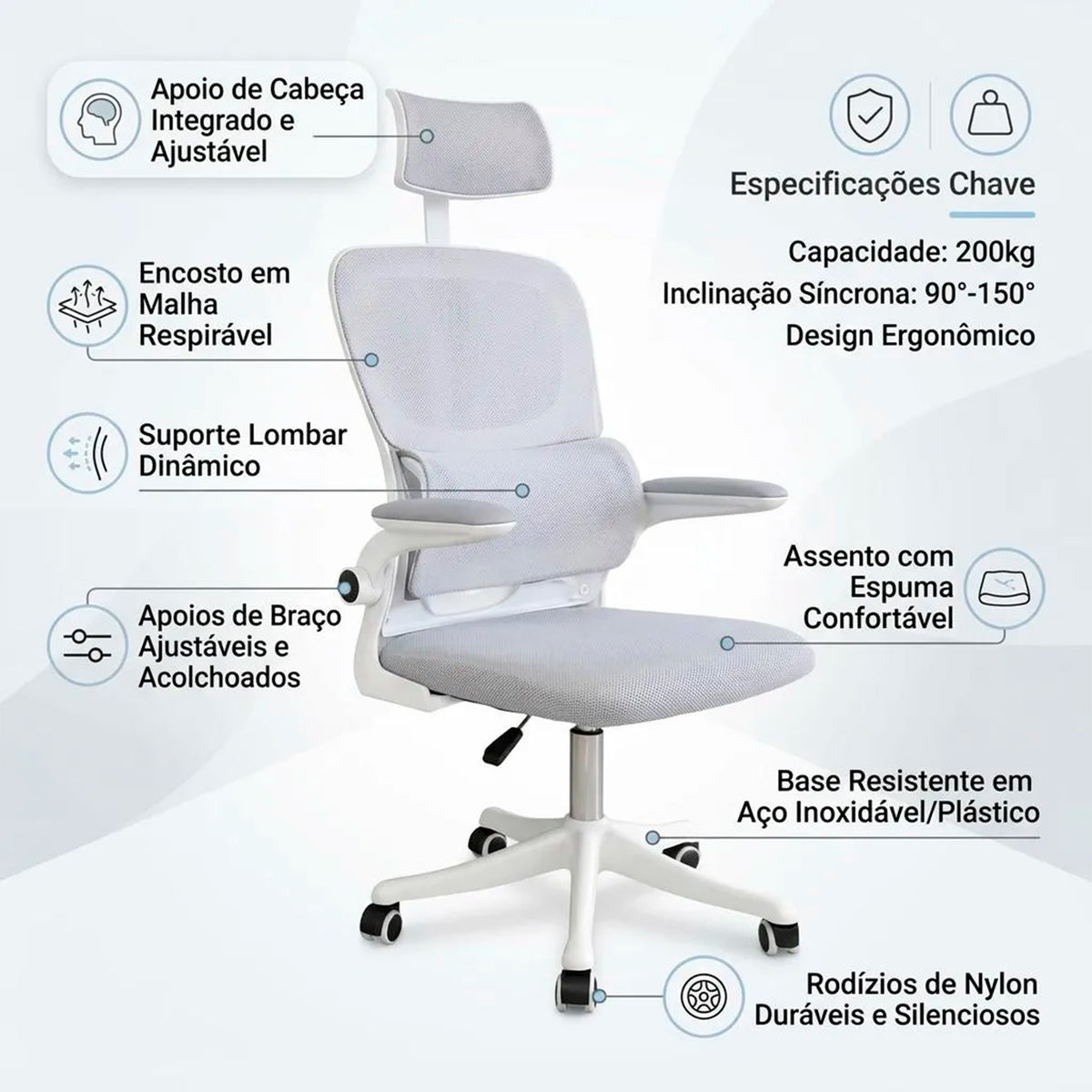 Cadeira Escritório Ergonômica Giratória